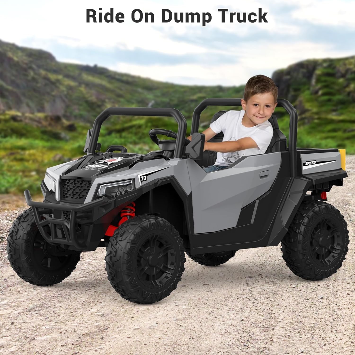 Ride on Dump Truck,Electric Ride on Tractors Car w/ Music Player,Gift for Kids
