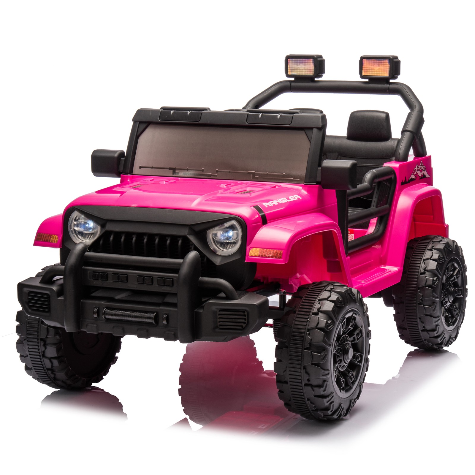 12V Kids Ride On Car Dual Drive 4 wheel With Bluetooth USB for Kids 2-4 Pink