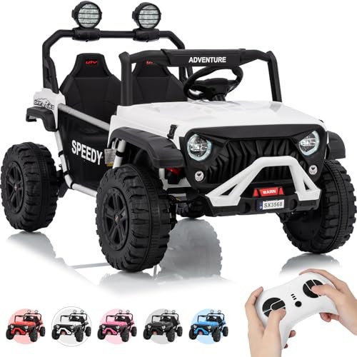 2 Seater Ride on Car for Kids, 24V Ride on Toy, Fast 4.97MPH Truck, White-new