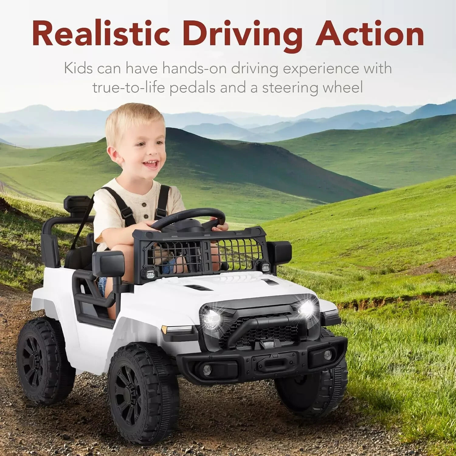 Carro Electrico Para Niños De 3 A 5 Años Montar Manejar Y Jugar Con Luces NUEVO