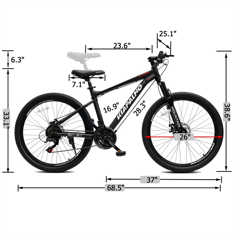 26in Mountain Bike w/ Disc Brakes 21-Speed Bicycle for Trail Riding & Touring