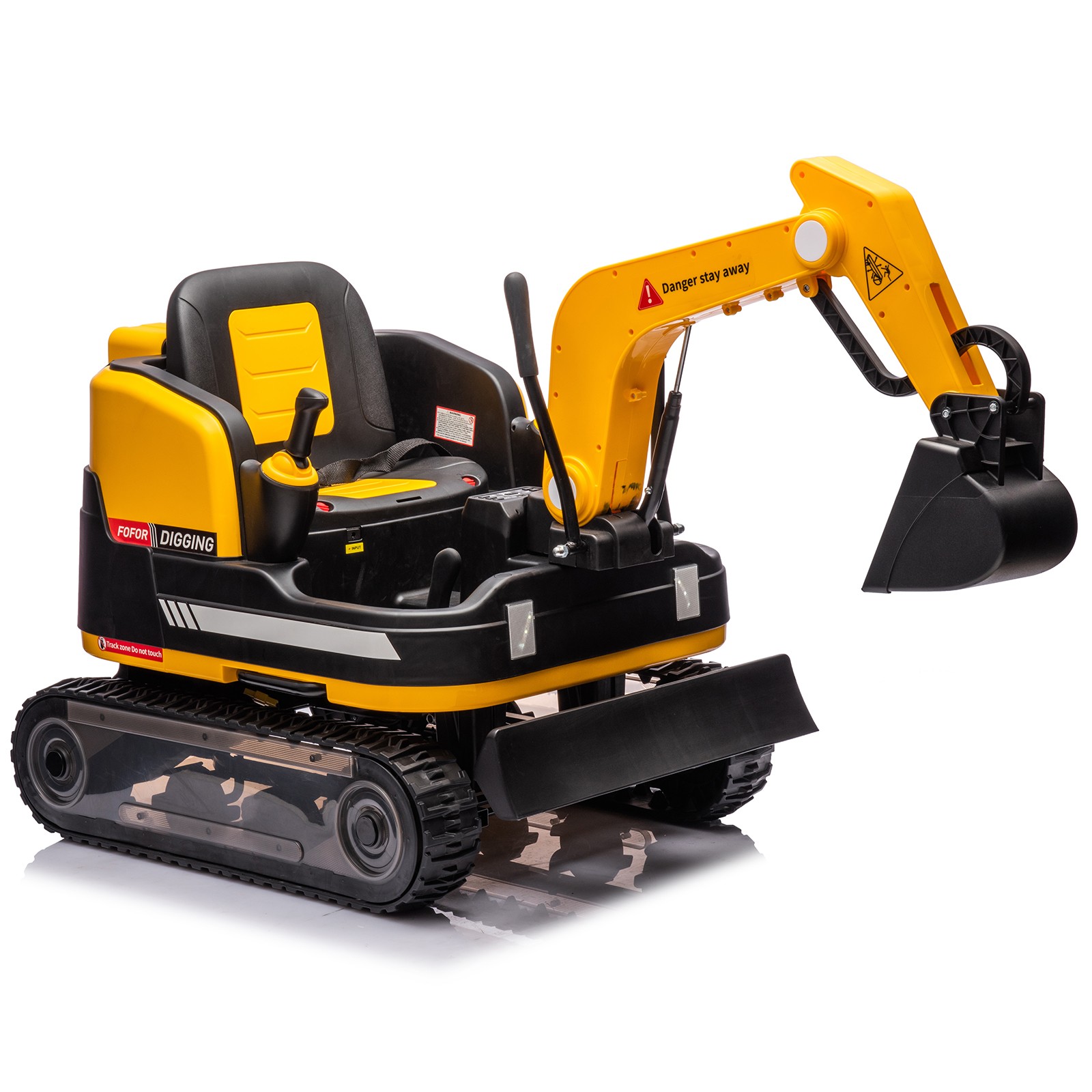 Yellow Electric 360° 12V Battery Powered Kids Ride On Excavator Bulldozer Remote