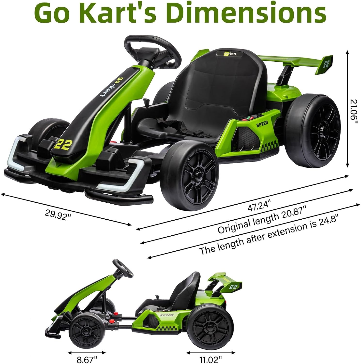 Go Kart for Kids 4 Wheels Pedal Ride On Toy Ages 6-12 Seat 110 lbs Load