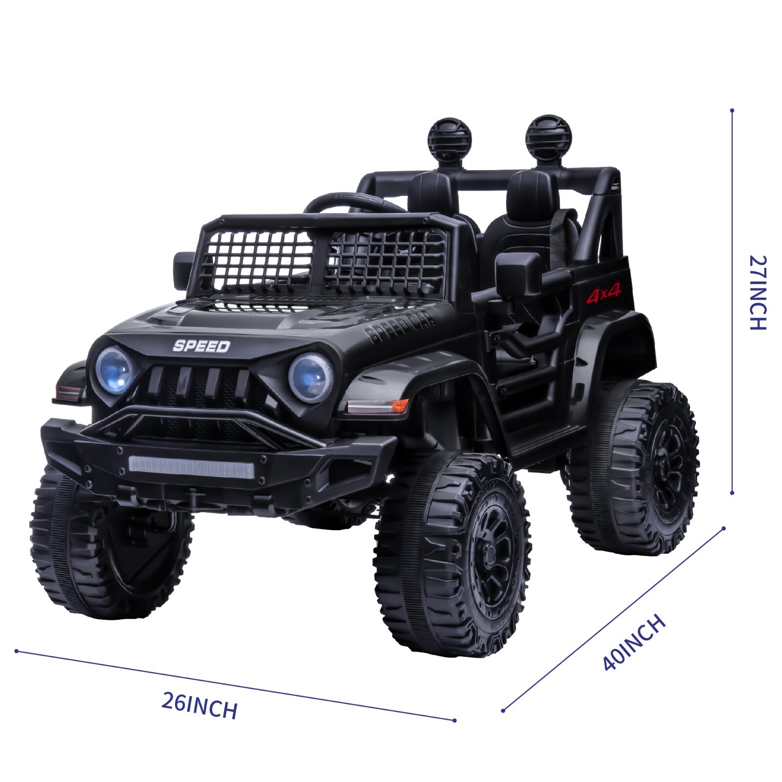 Black 12V Kids Car Power Wheels Ride-on Truck Vehicle w/Remote Control LED Light