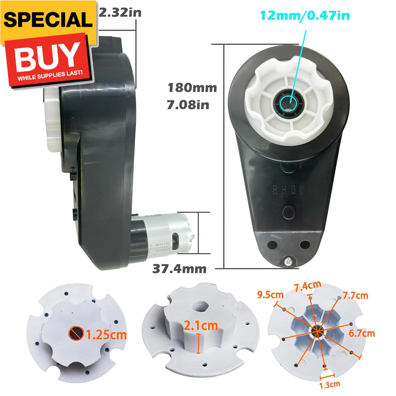2PCS Kids Ride On Car Gearbox 12V RS550 40000RPM High-Speed Motor Gearbox for Po