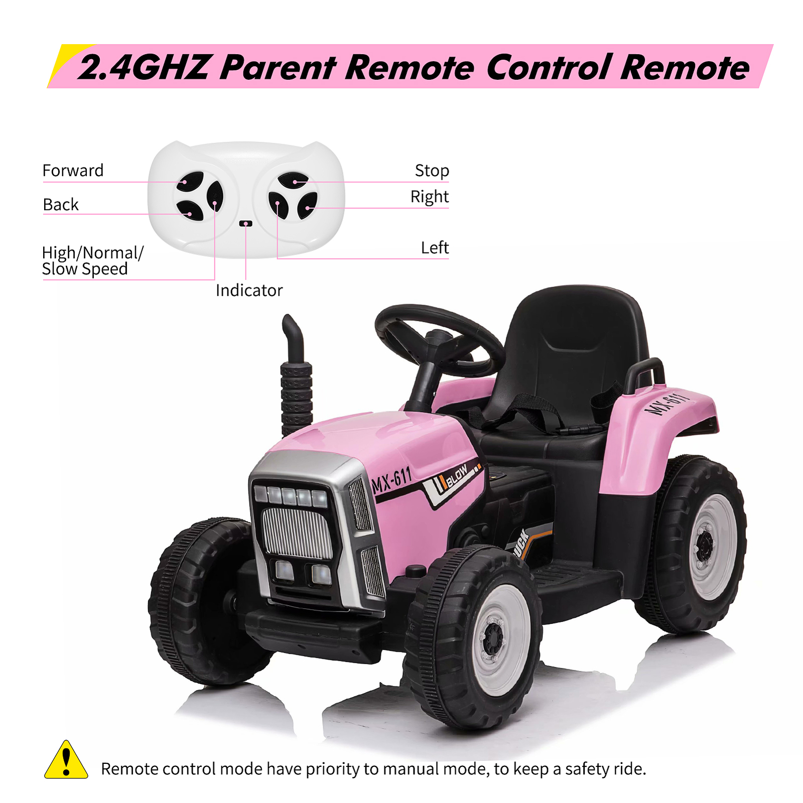 Toddler Ride On Car Electric Remote Control Battery Powered for Kids 3-6 Years