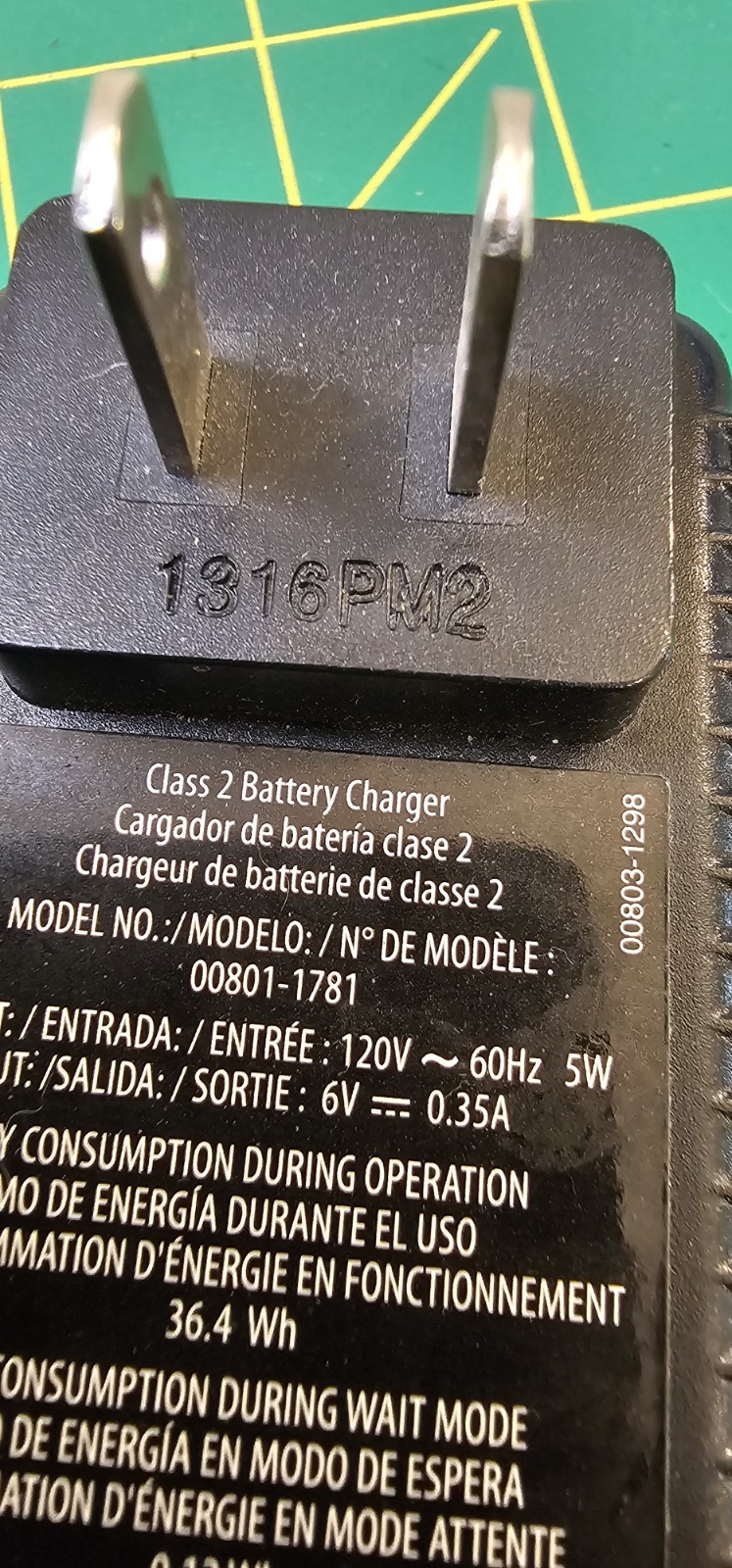 Fisher Price Power Wheels 00803-1295 6V Class 2 Battery Charger OEM Genuine P2