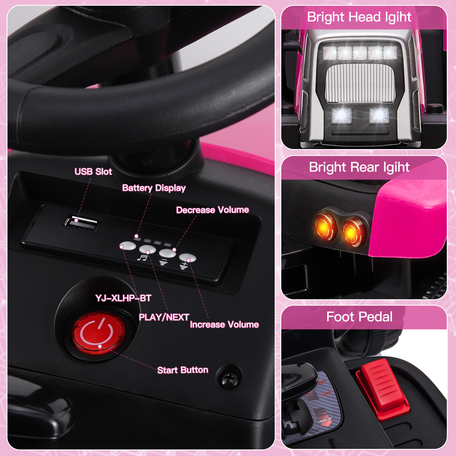 12V Kids Ride On Tractor Car w/Trailer+Remote Control Electric Vehicle Toy Gifts