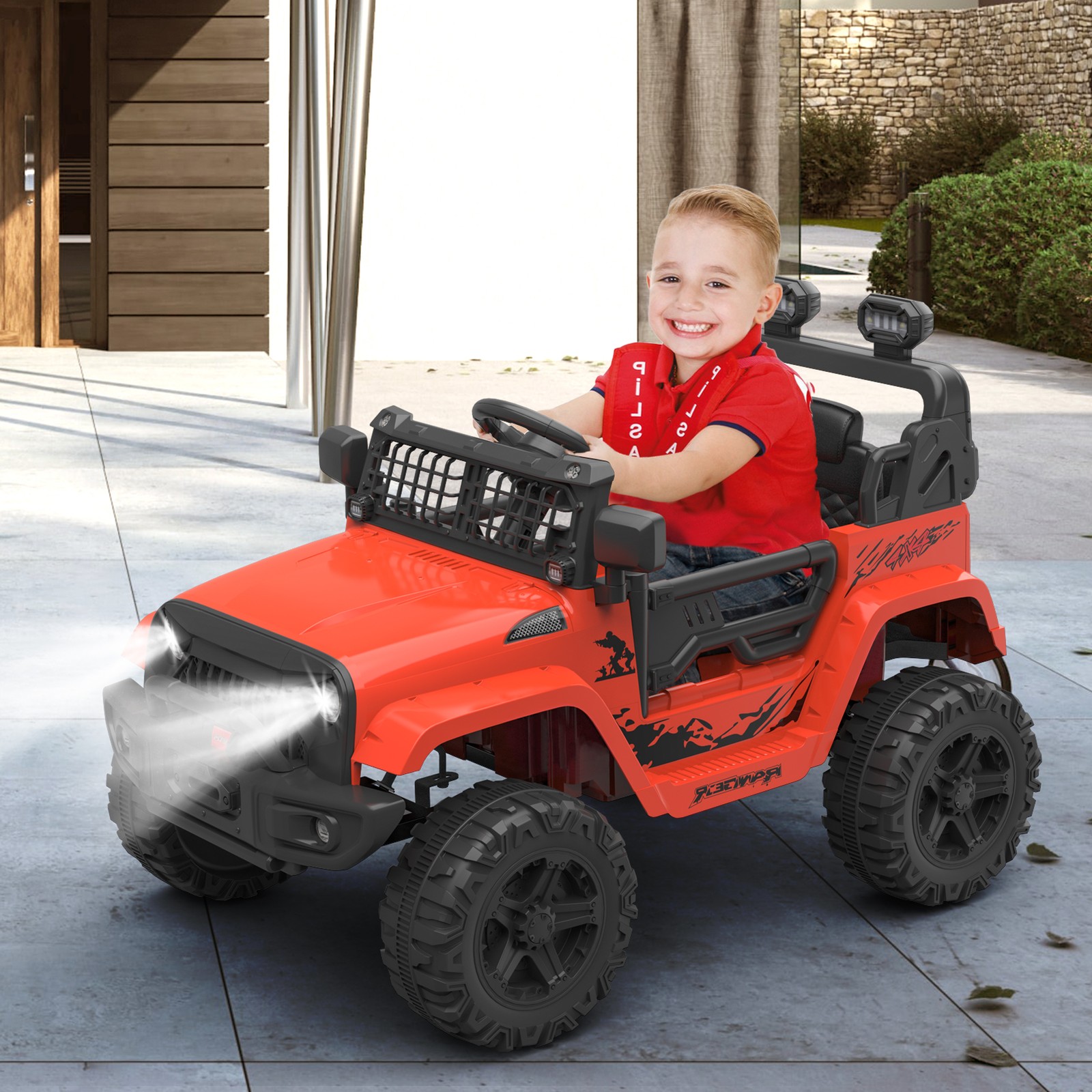 Red Kids Electric Ride on Car Toys 12V with Remote Control for Kids 3-8