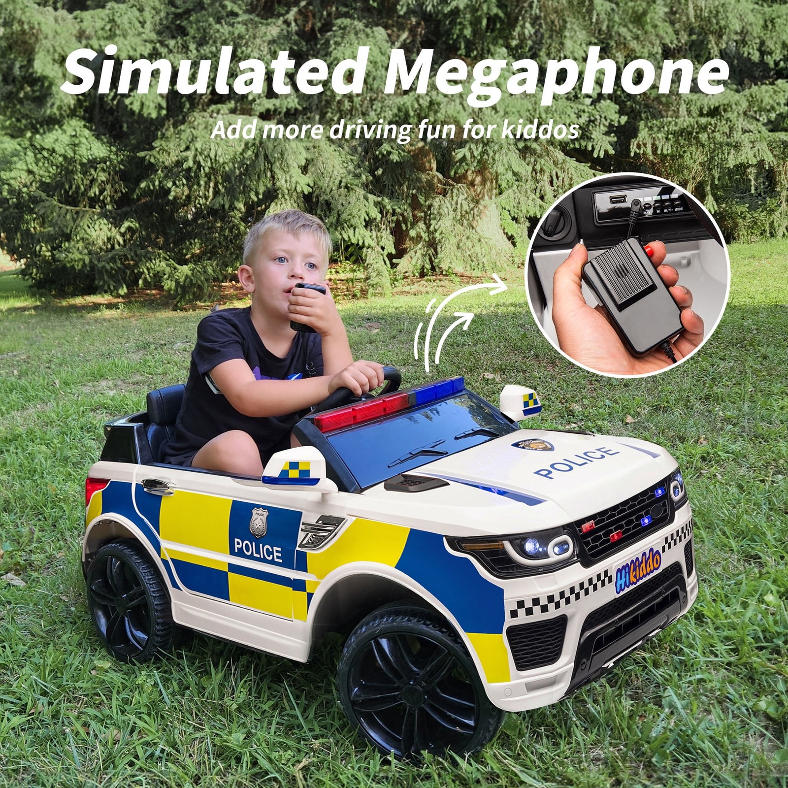 Outfunny Electric Police Car for Kids, 24 Volt Kids Ride on Toys W/ 400W Motors,