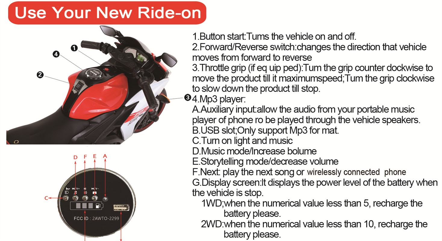 Electric Motorcycle 6/12V Kids Ride On Toy w/ Lighting Wheels for 3-8 Years Old