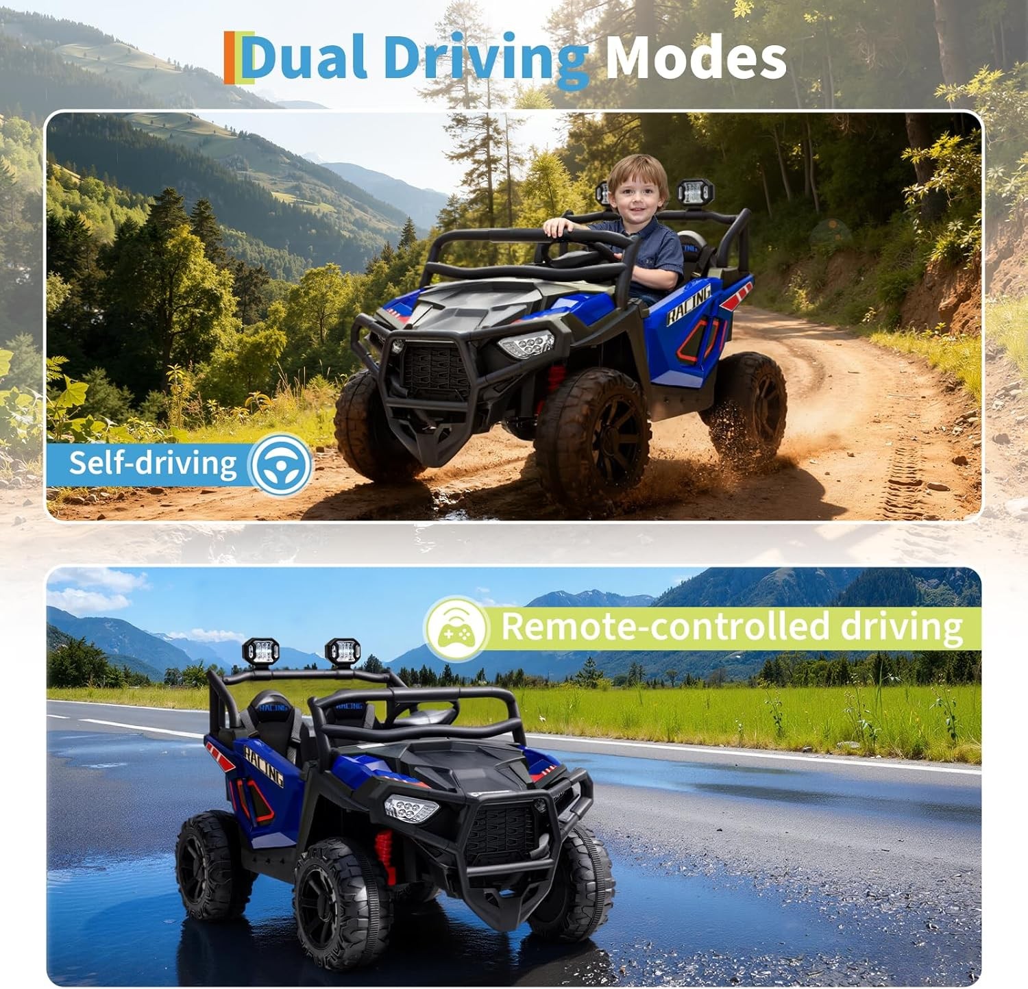 2 Seater Ride on Electric Car 24V Ride on Toys for Big Kids with Remote Control