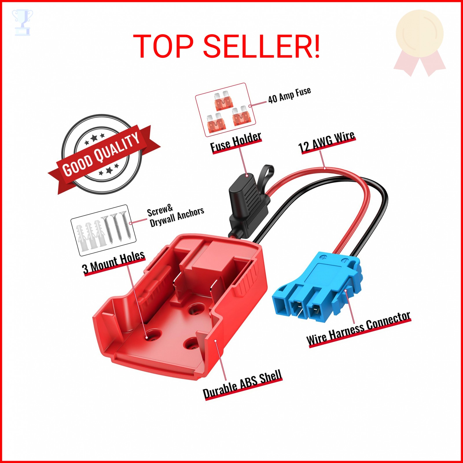 Power Wheel Azocek Adapter Compatible with Milwaukee Battery with Wire Harness C
