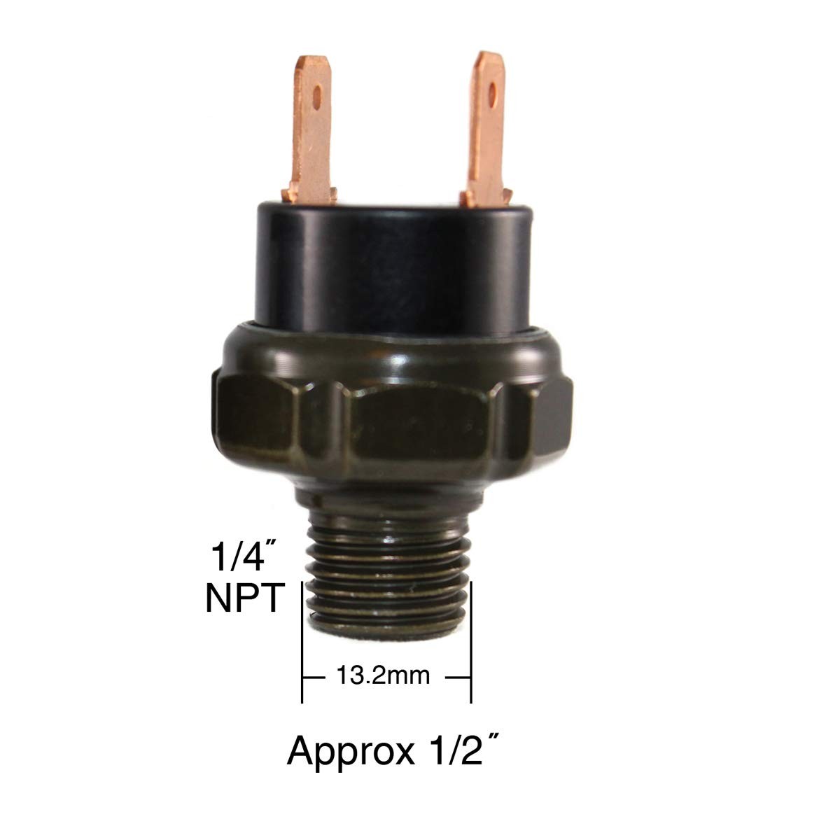 90120 PSI Air Pressure Switch Tank Mount 1/4 Inch NPT Fits 12V/24V Black