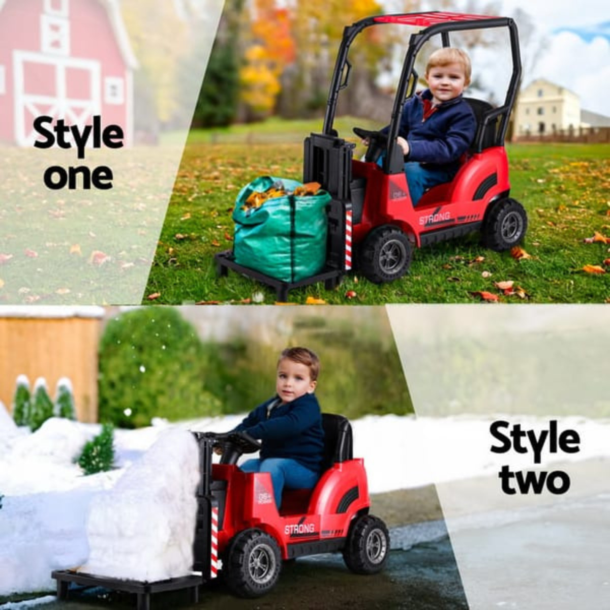 12V Rigo Kids Electric Forklift Ride On Loader Toy Car Remote Horn Red