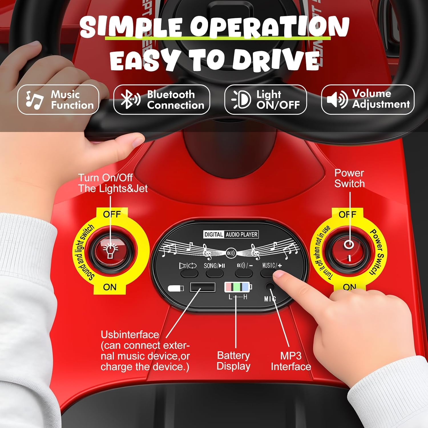 12V Electric Wiggle Car Ultra with Pedals, Rechargeable Swing & Drift Car, Anti-