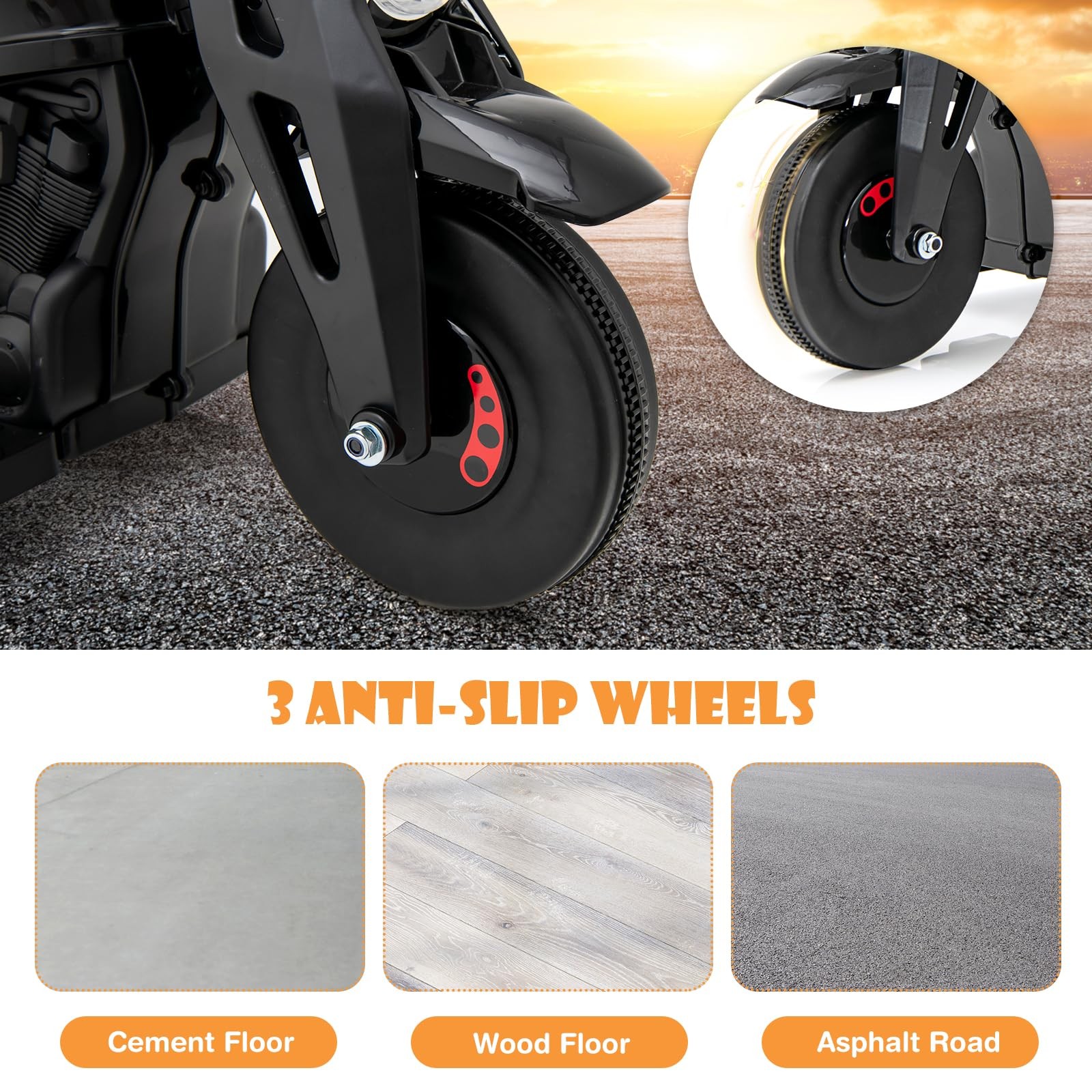 Kids Motorcycle 6V Electric Ride On Car Automatic Bubble Foot Pedal