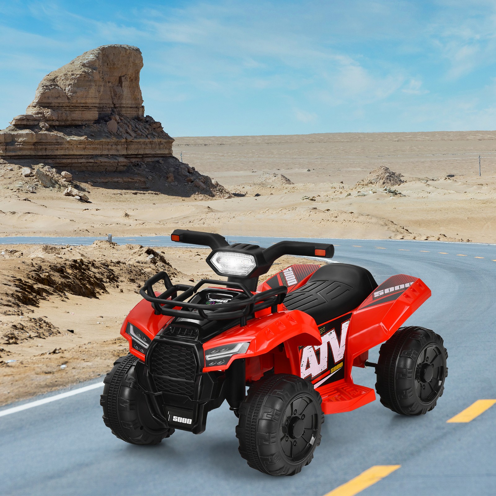 6V 4 Wheels ATV Quad Ride On Car Kids Ride-On Toy w/ Music Horn LED Light Red