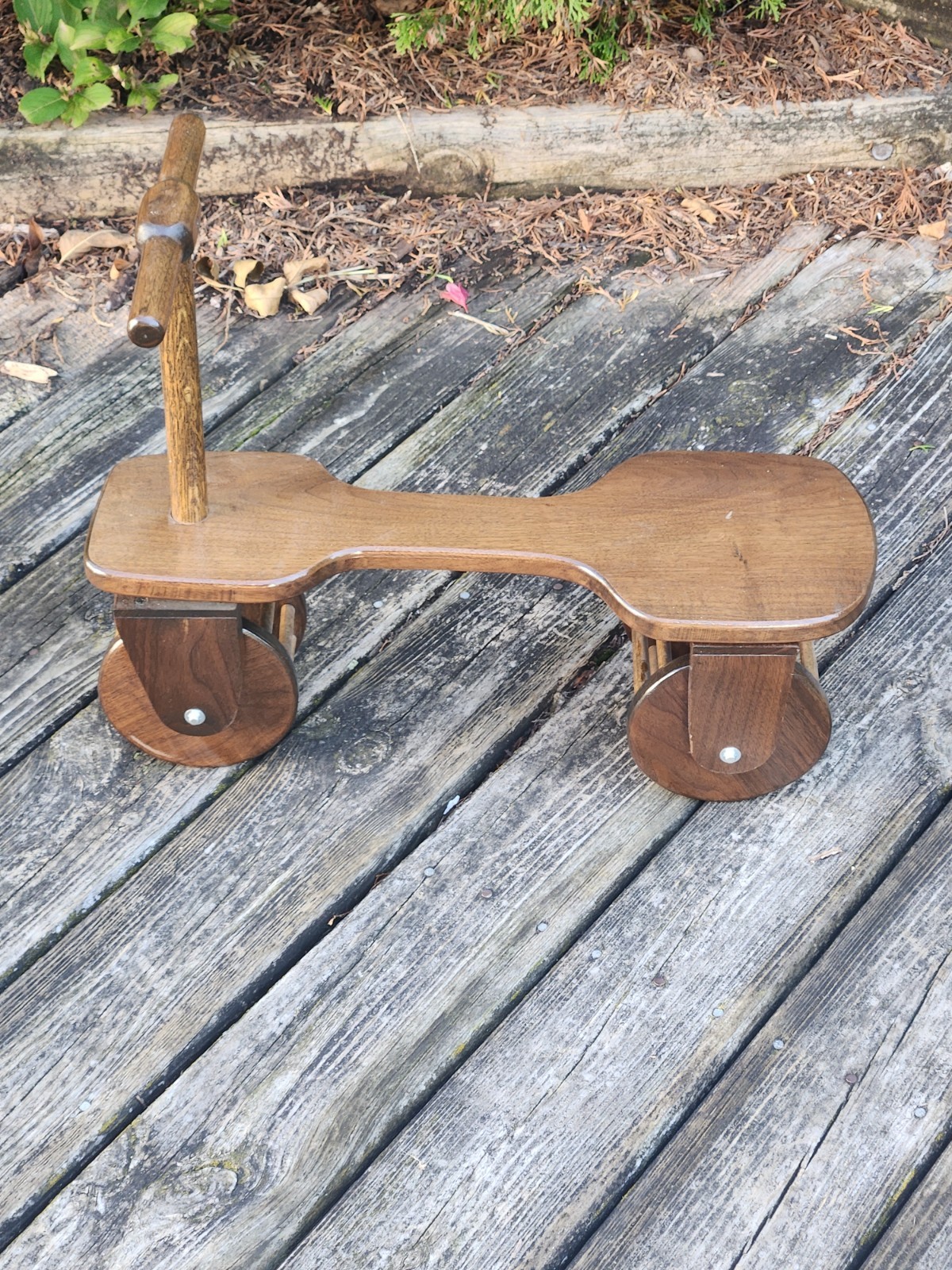 Wood Scooter Handmade Ride On Toy Ping Pong Ball Noise Maker Vintage Folk Art