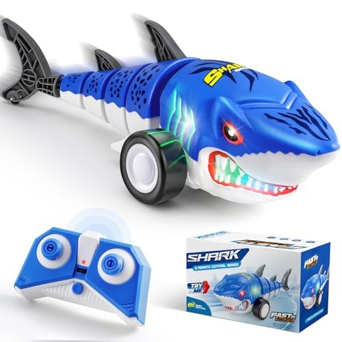 Shark Remote Control Car for Kids,2.4Ghz Electric RC Shark Toys with Glowing