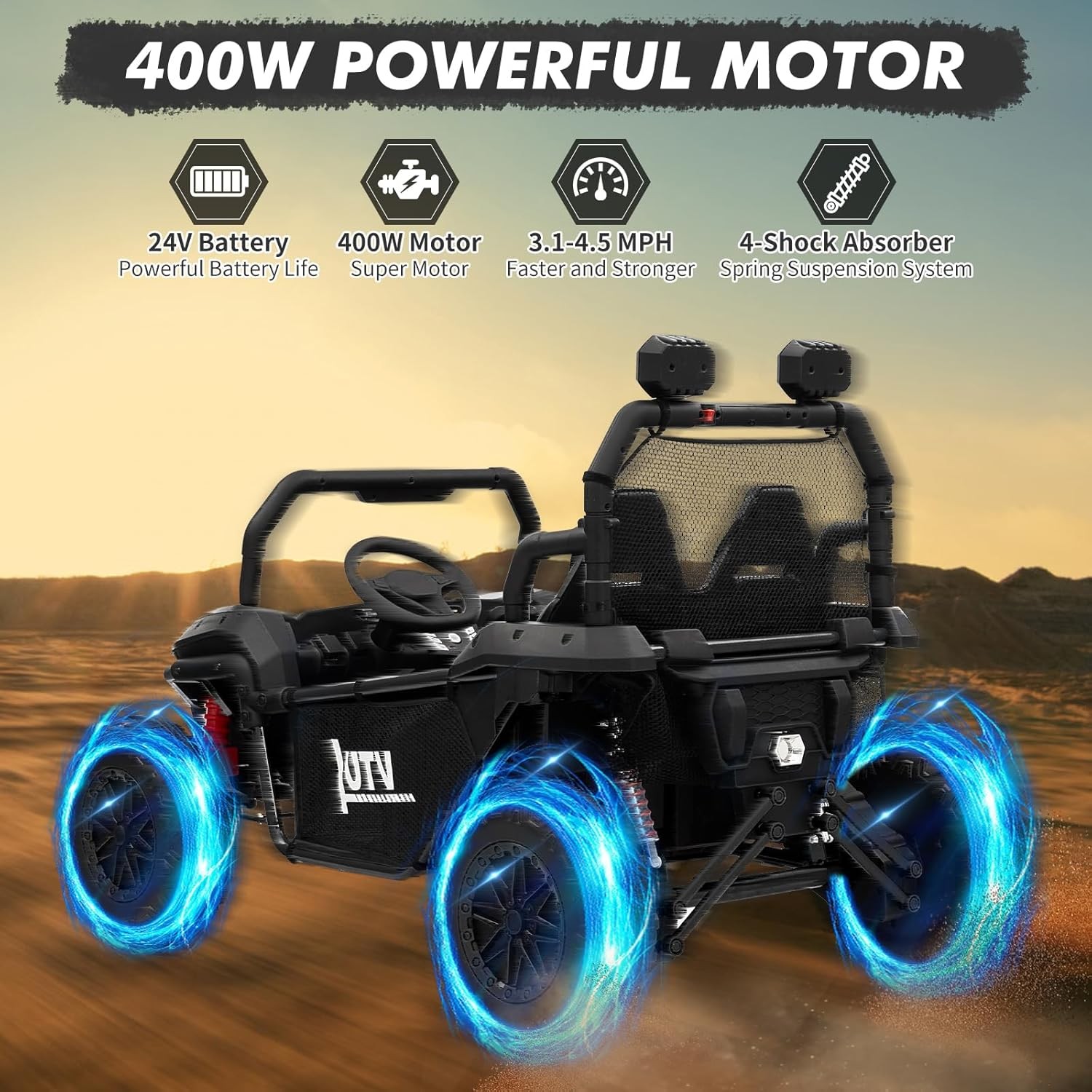 24V Kids Ride On UTV 400W Electric Car Vehicle Toy 4 Wheeler Off-Road Car Remote