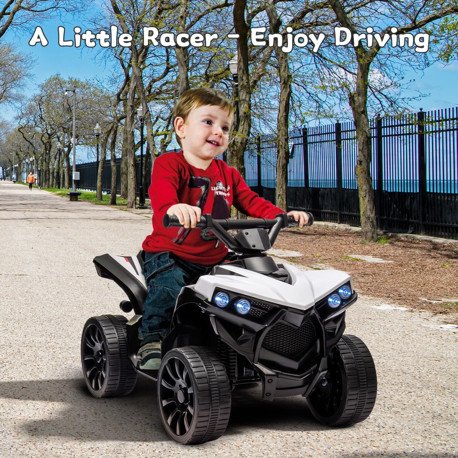 6V Kids Electric ATV 4 Wheeler with Music Lights 1.8 MPH Ride-on Toy Foot Pedal