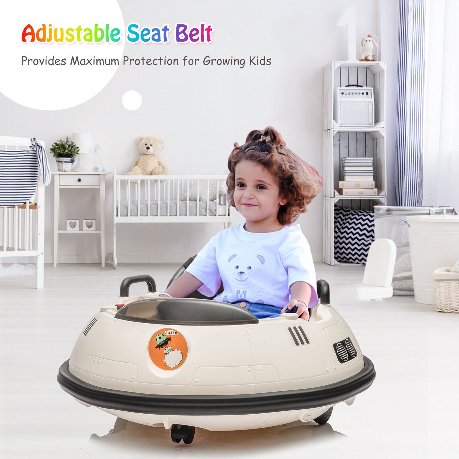 12V Kids Toddler Bumper Car for Toddlers 1-5 with Remote Control