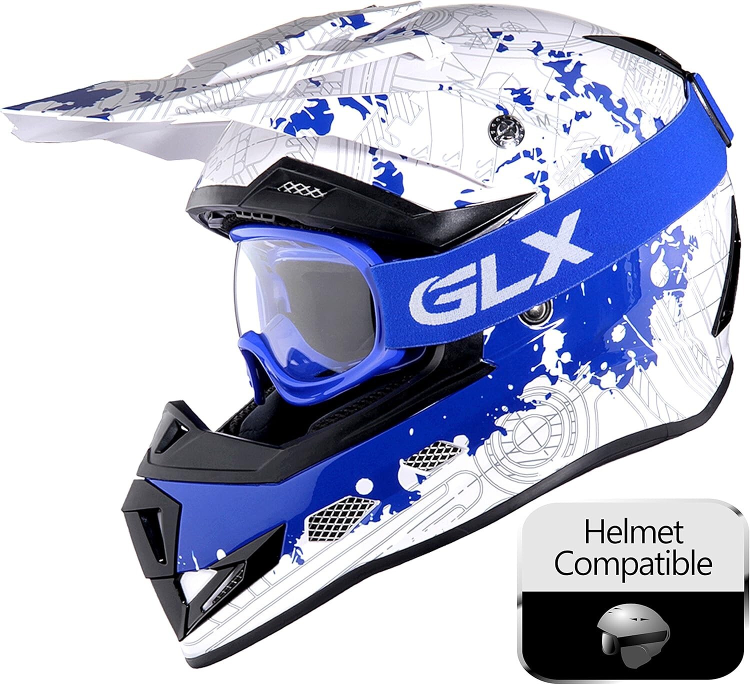 GLX YH15 Anti-Fog Impact-Resistant Kids Youth ATV Off-Road Dirt Bike Motocross
