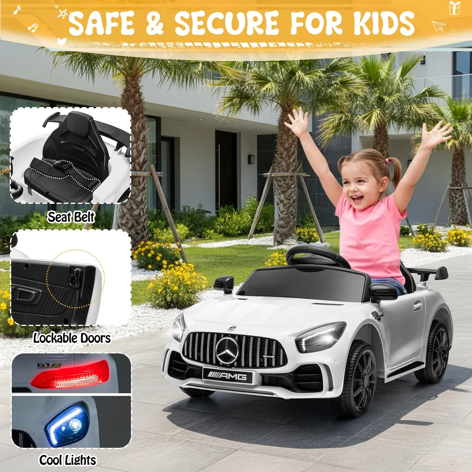 Mercedes-Benz AMG Licensed 12V Kids Ride on Car w/ Remote Bluetooth Enabled W