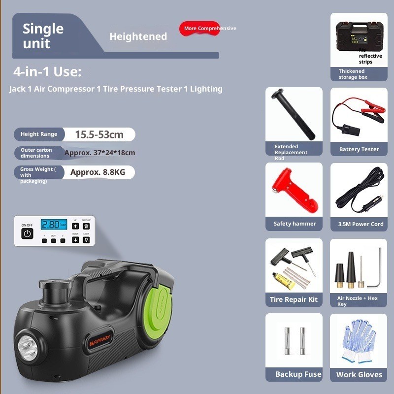 Multi-Functional Electric Car Jack Hydraulic 12V Portable Air Compressor 5T