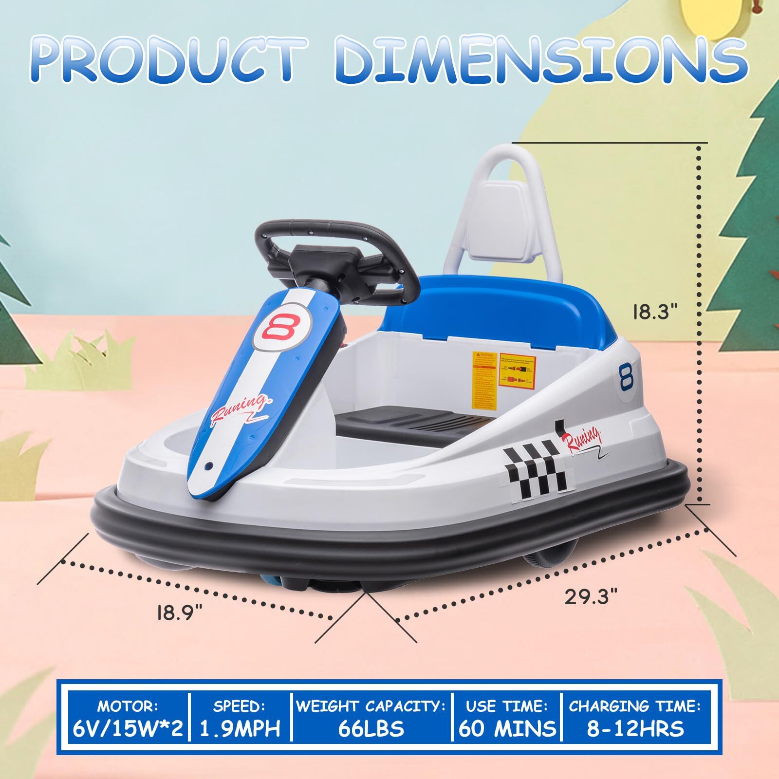 6V Ride On Bumper Car Electric Toy For Kids 360 Degree Spin and Music Bluetooth