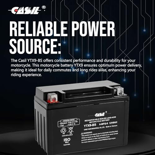 YTX9-BS – 12V 8AH 135 CCA – SLA Power Sport Battery YTX9-BS Motorcycle Battery