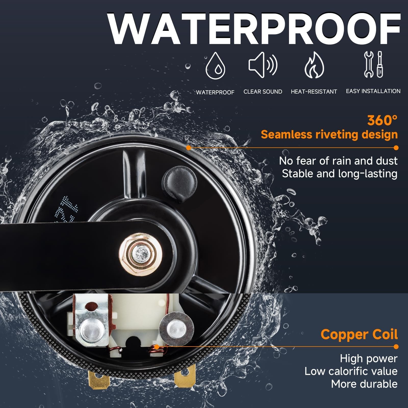 12V 110dB Compact Waterproof High Low Tone Car Motorcycle Electric Horn