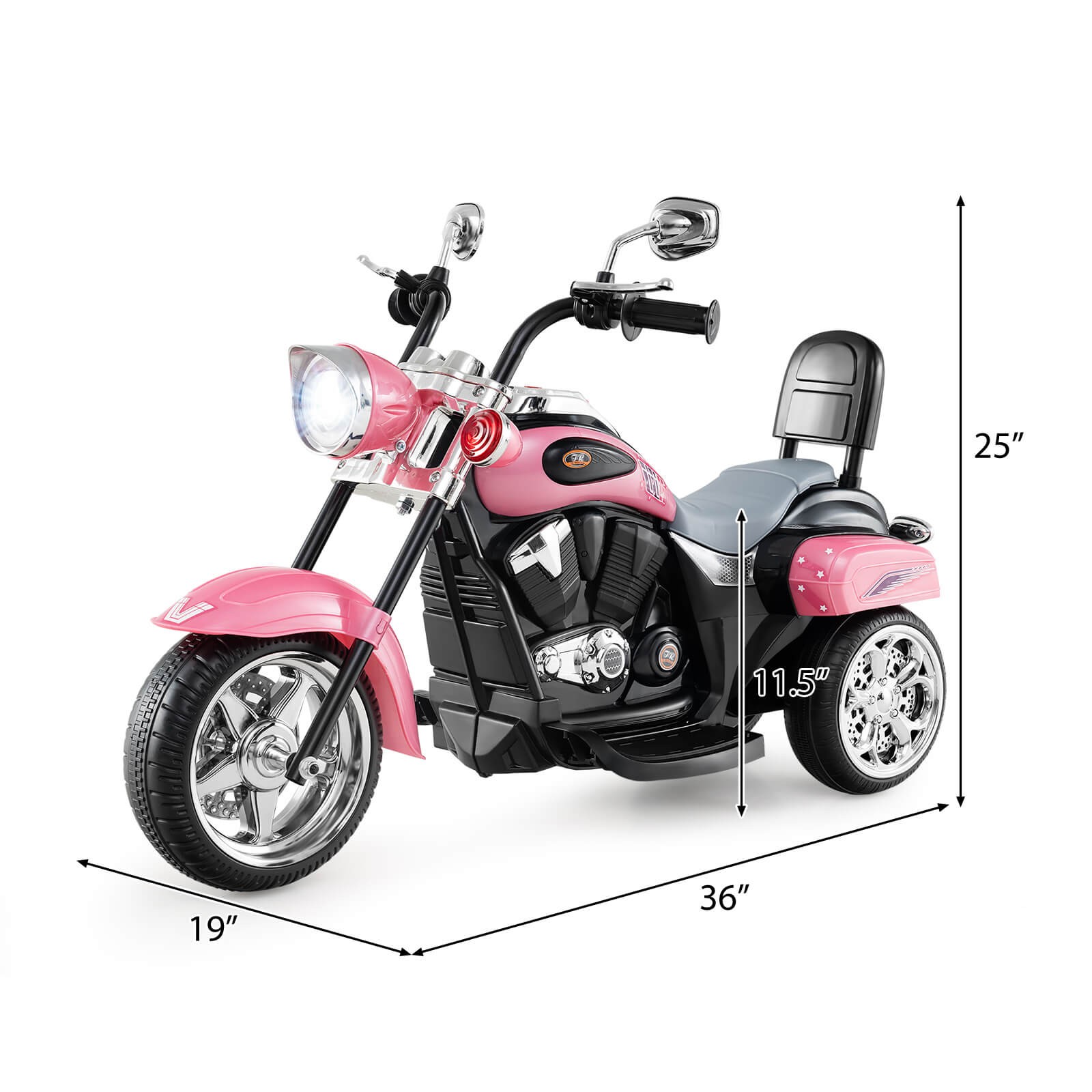 6V Kids Ride On Chopper Motorcycle 3 Wheel Trike w/ Headlight and Horn