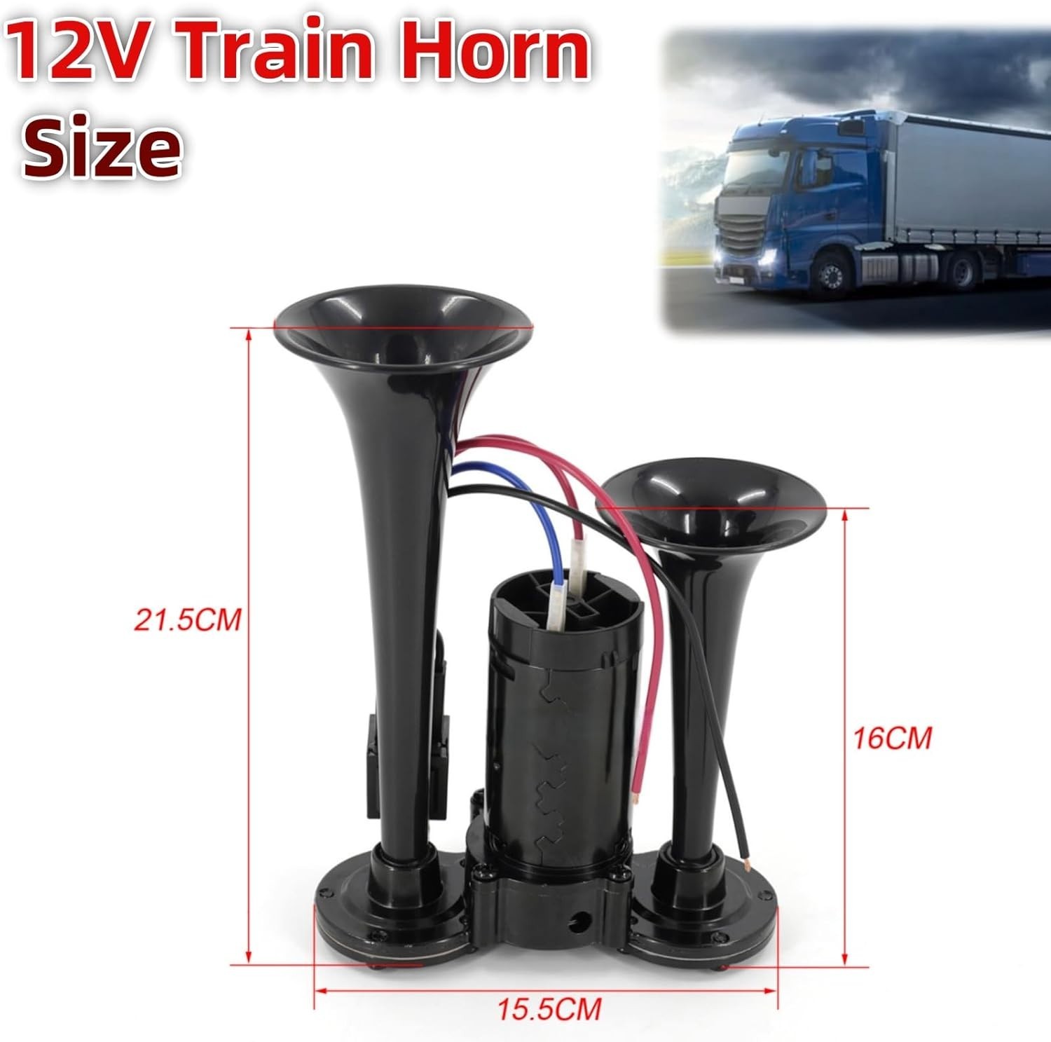12V 600DB Upgrade Super Loud Dual Electric Black Train Horns for Trucks SUVs …