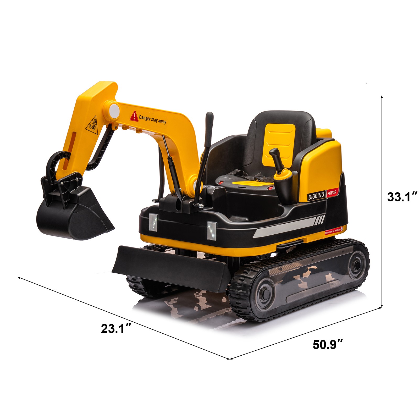 24V Yellow 2IN1 Kids Ride On Excavator Bulldozer Electric Digger 360° with RC