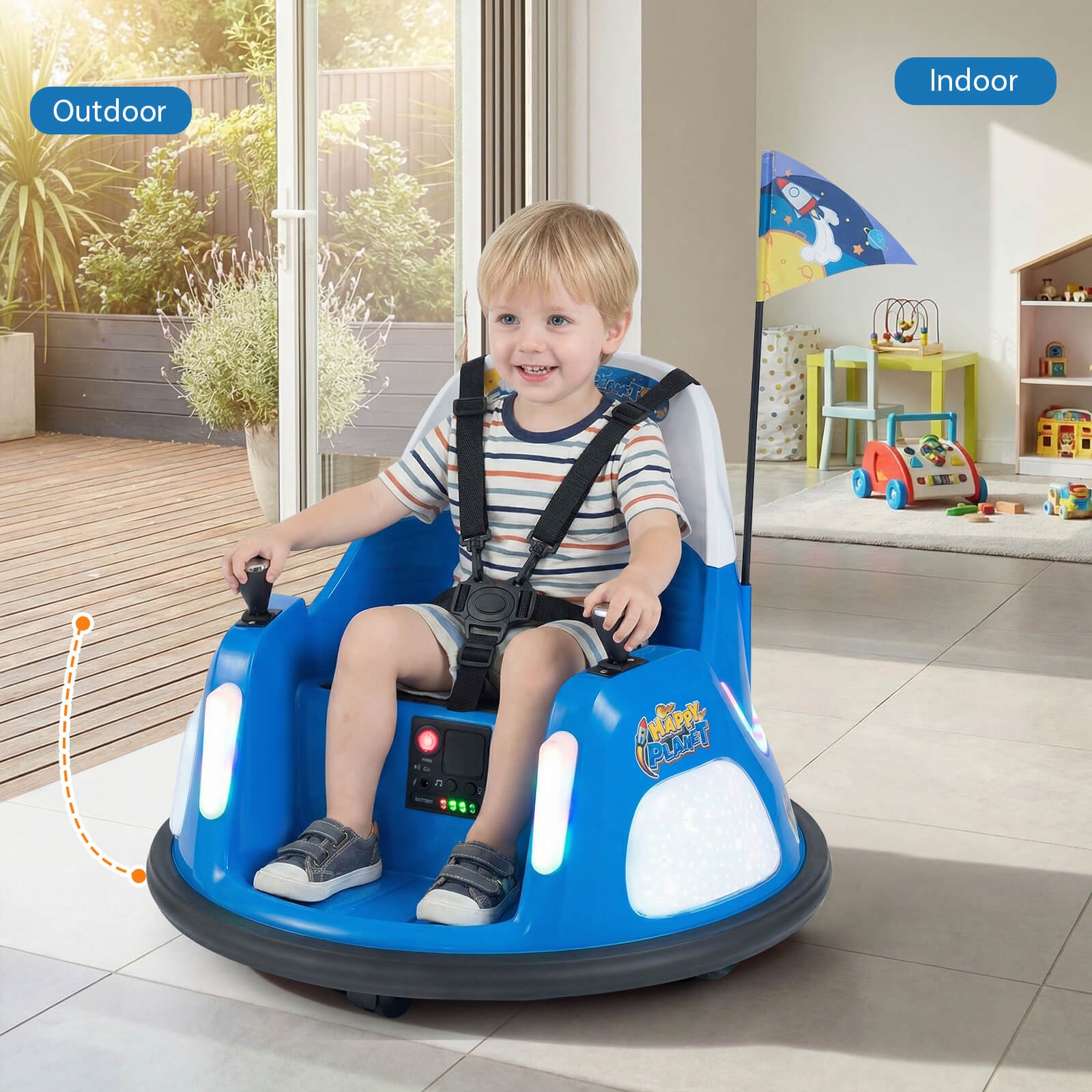12V Kids Bumper Car,360° Spin & Remote.Battery-Powered,for 1.5-6 ages.Navy