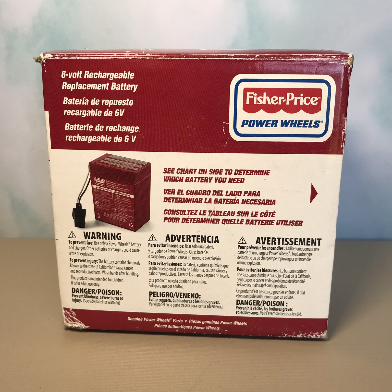 Fisher-Price Power Wheels 6-Volt Rechargeable Red Battery 2016 Manufacturer Date