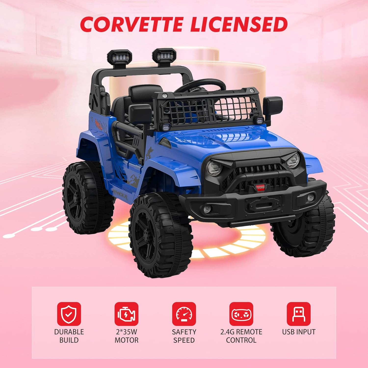 Electric Ride-On Car, 12V 4.5AH Dual Motor 35W Power, Single Seat Car Style for