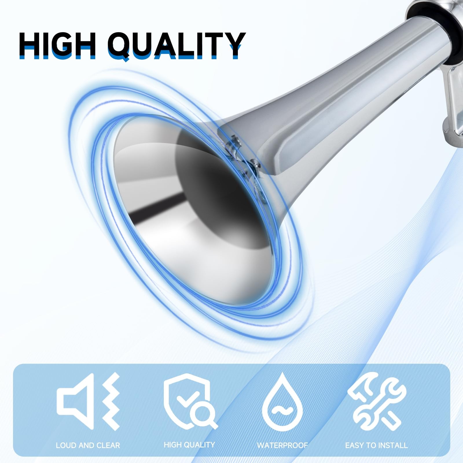 Loud Train Horn Kit for Truck,Super Loud 150DB 12V Car Horn,18 Inches Chrome …