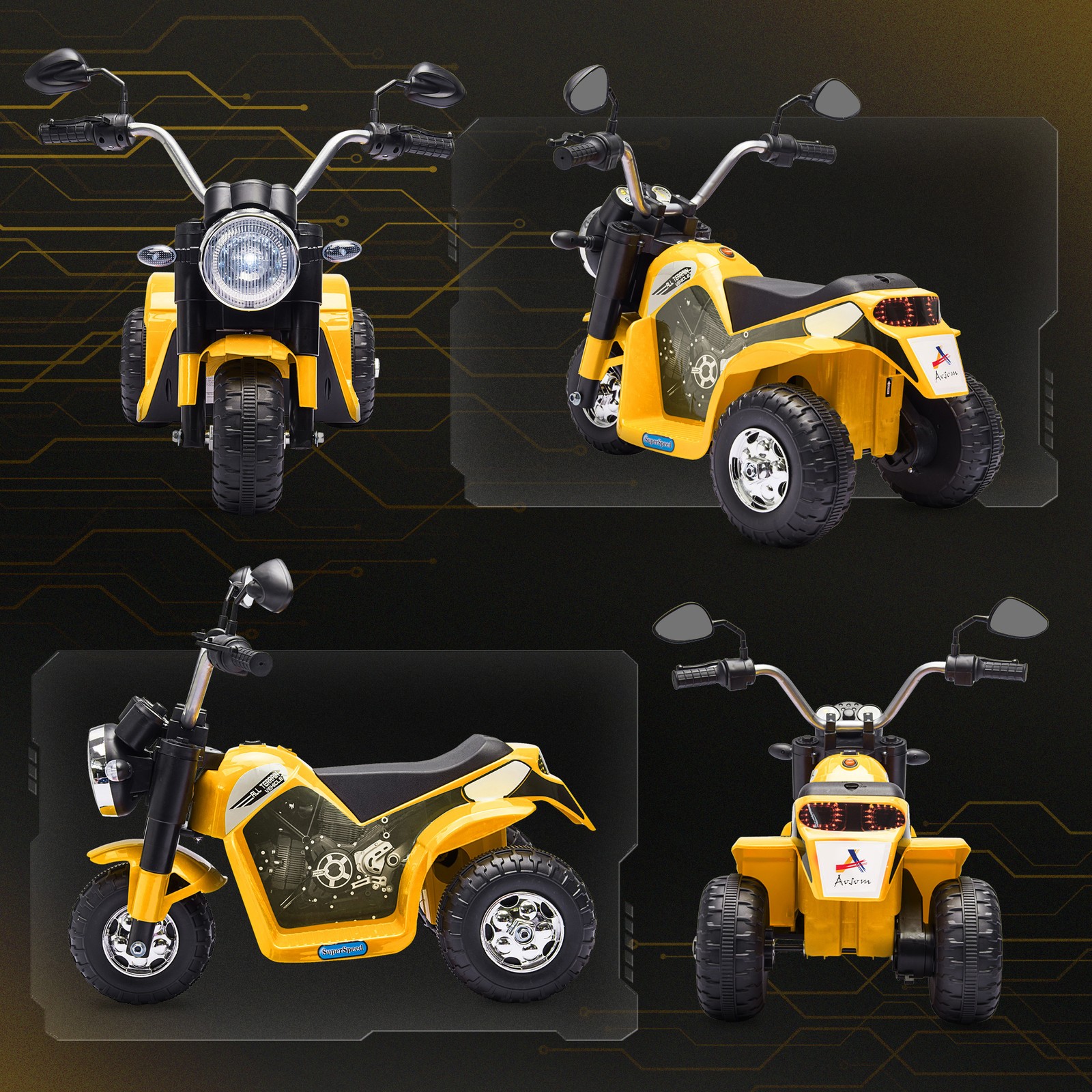 Kids 6V Electric Motorcycle Ride-On Toy Battery 18 – 36 Months Yellow