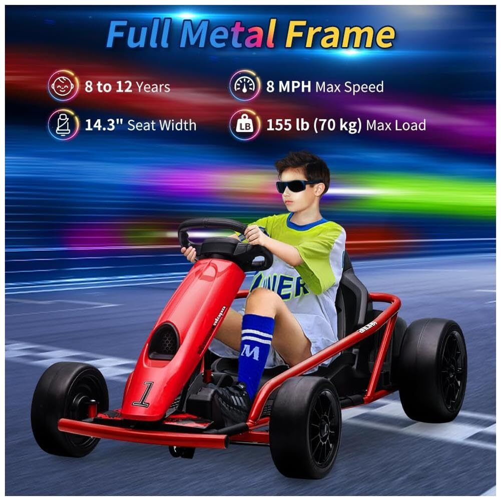 Ride On Go Kart for Kids 24V Electric Go Kart High Speed Drifting Car Riding Toy