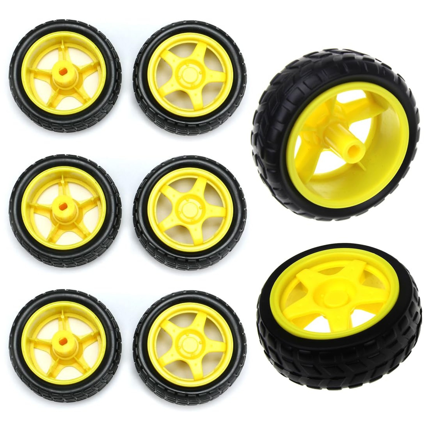 8 Pack TT Motor Wheels Replacement Smart Car Robot Wheel Tyres 1:48 Model Gea…