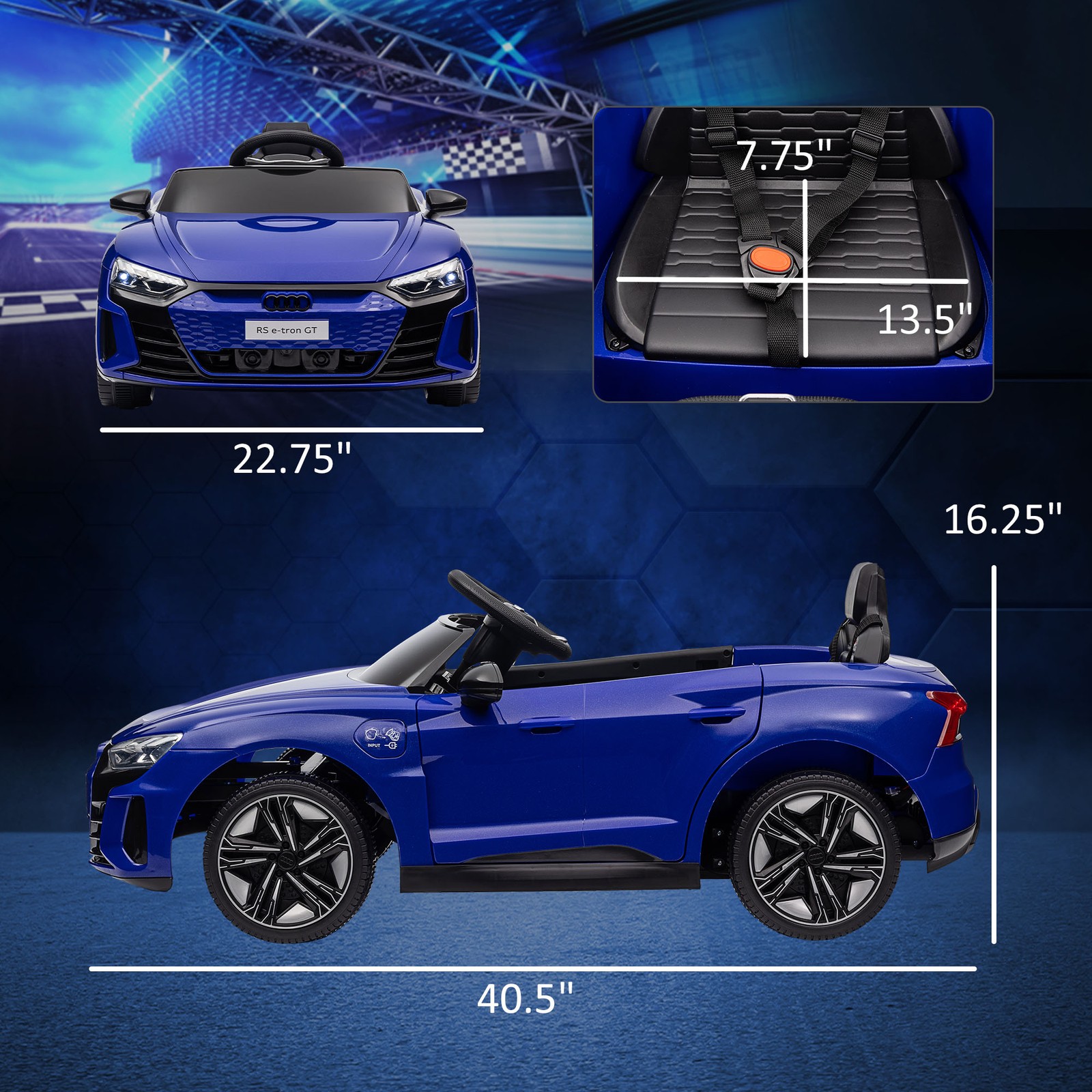 12V Kids Electric Ride On Car, Licensed Audi RS e-tron GT, Dark Blue