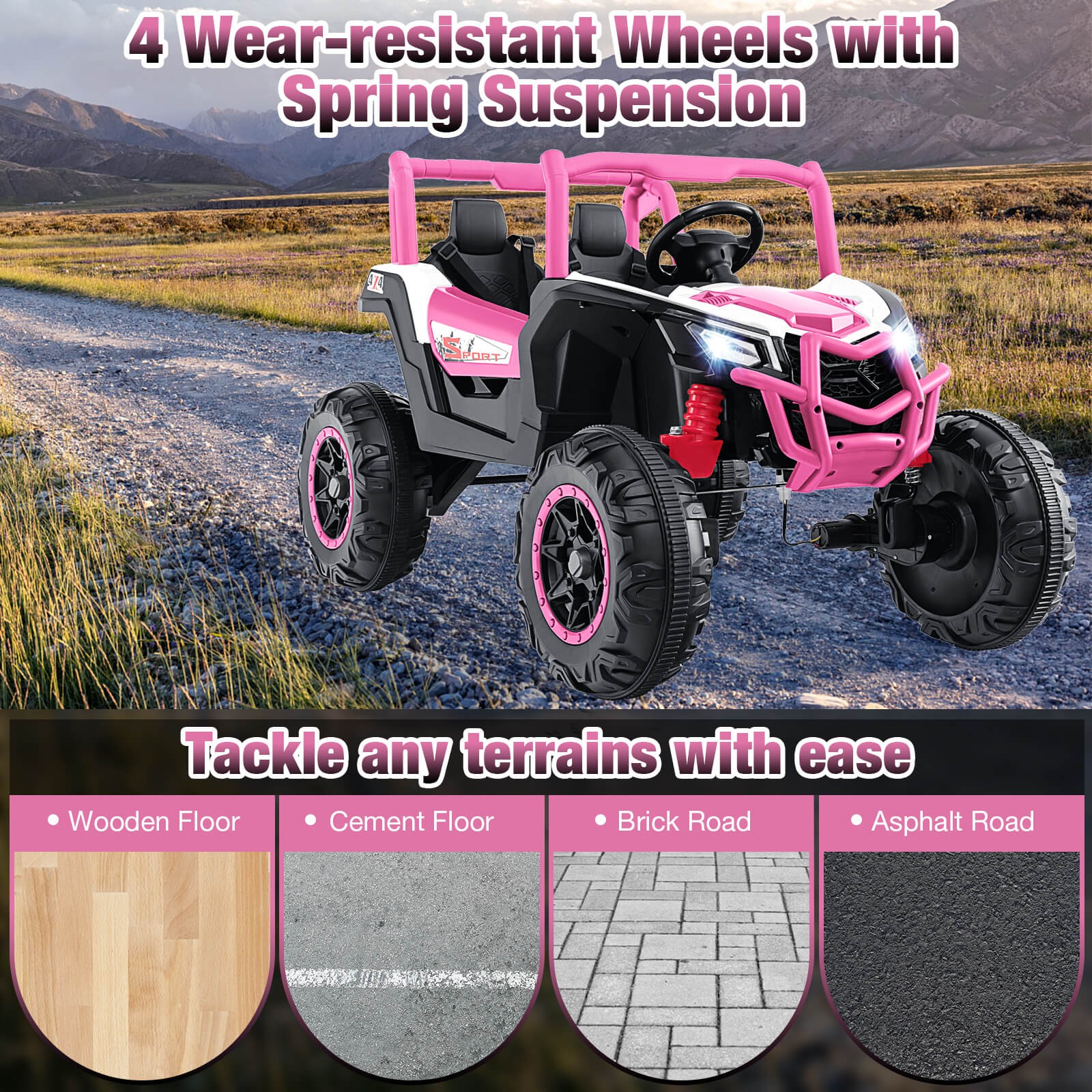 24V Kids Ride on UTV w/ 4 x 100W Powerful Engine Remote Control High/Low Speed