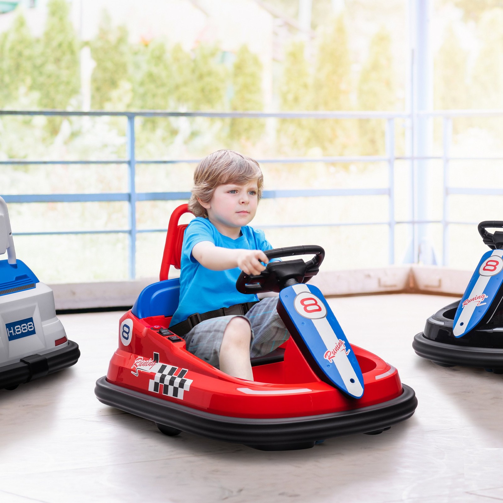 Bumper Car for Kids, 360° Rotation 6V Electric Ride on Bumper, Red