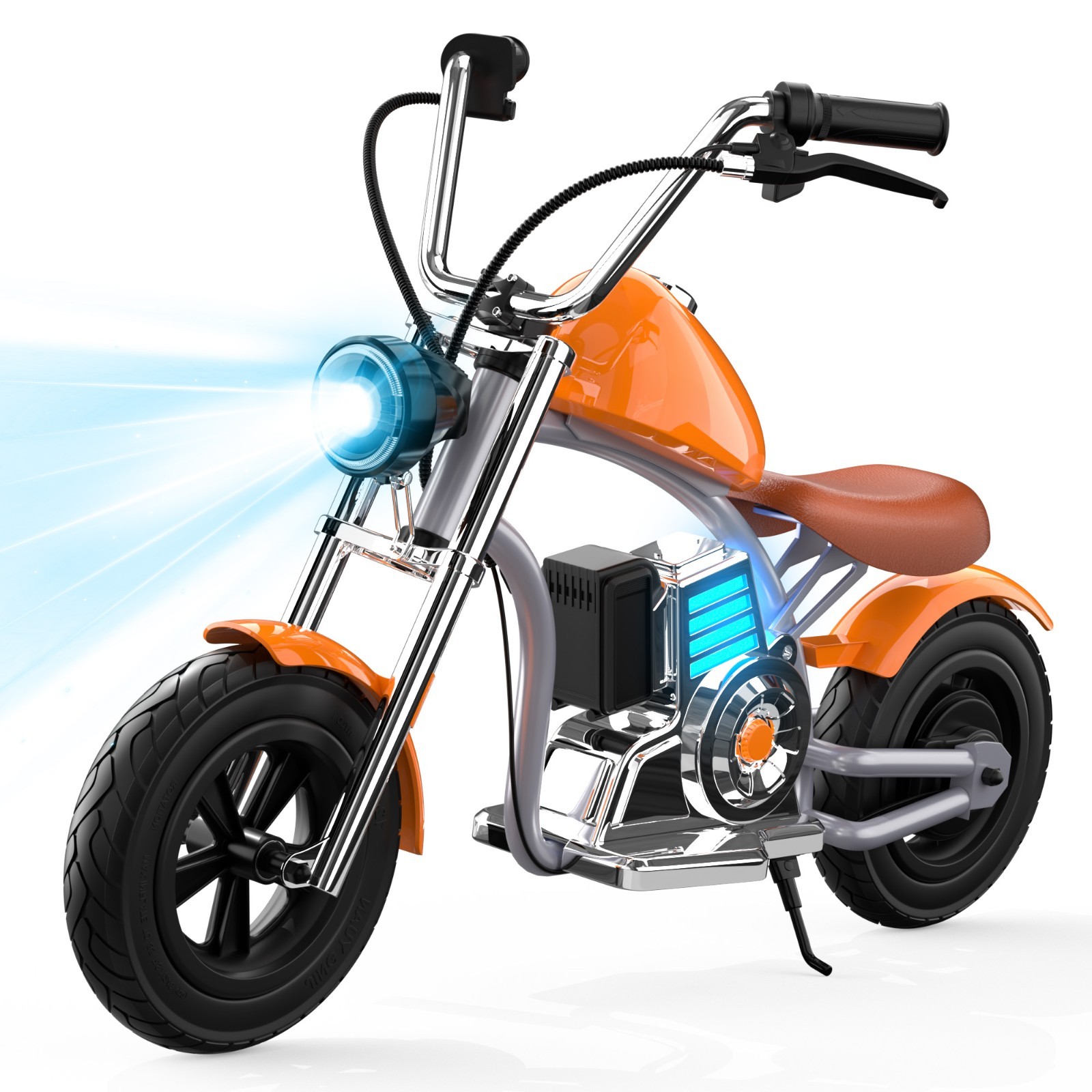 Electric Motorcycle with Ambient Lighting,Built-in Music 10 MPH 12inch tire