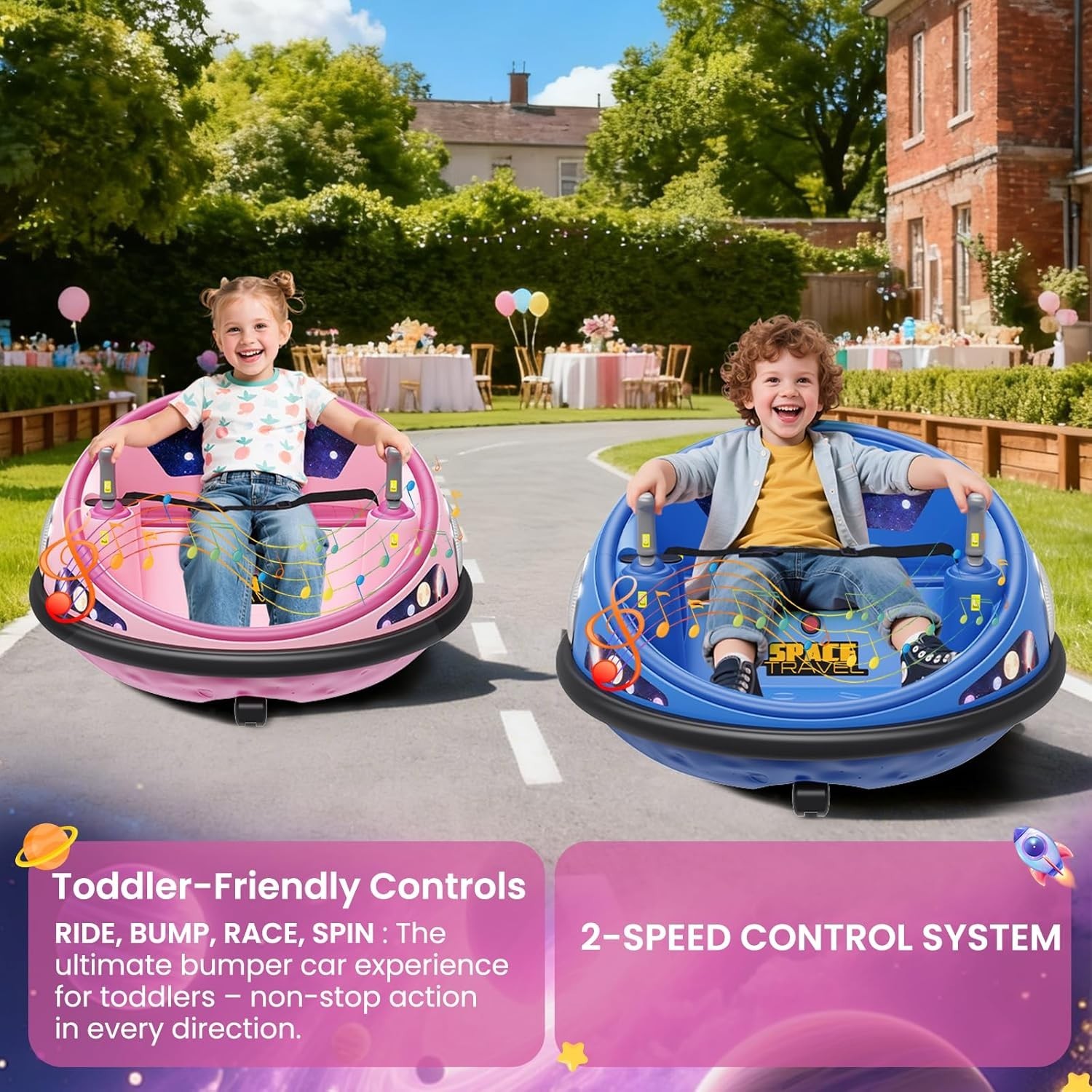 12V Electric Toddler Ride On Bumper Car Toy 360 Spin Remote Control LED Lights