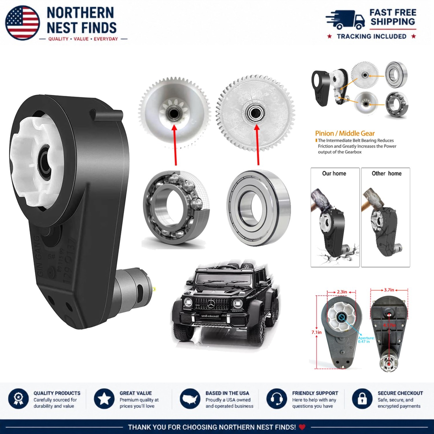 Easy-Install 12V 550 Motor with 40000RPM for Kids Ride-On Toy Replacement Parts