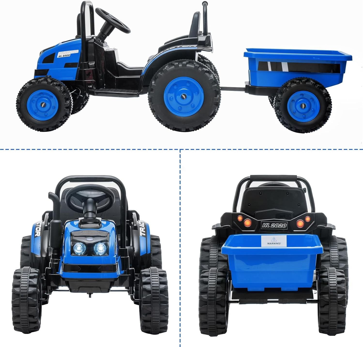 Upgraded Kids Electric Tractor W/ Dump Trailer &Remote, 35W Dual Motor, Ages 3-8